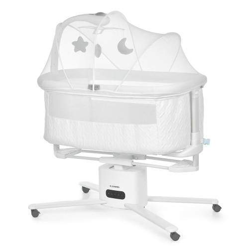 Приставне ліжко El Camino DREAM ME 1223 White (механізм гойдання: маятник, 8 швидкостей, 3 режими, проектор, брязкальця, LED екран, BT, App)