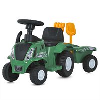 Каталка-толокар Bambi Racer M 6153B-5 (колеса: Ø5,5"/задні Ø7.1"/пластик, трактор з причепом, граблі, лопатка, колеса: до 20 кг)