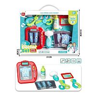 Набір лікаря 1208 A-1 ножиці, щипці, молоточок, пляшечка, рентген - картки, бейдж, планшет для записів, в коробці