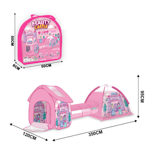 Дитячий ігровий намет з тунелем X-Toys 2039 C-1 «Beauty Casrle» (95*120*350 см, вхід із застібкою-блискавкою, сумка)