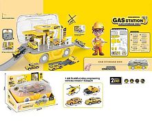 Трек 2809 2 металопластикові машинки, гелікоптер, запускач, в коробці