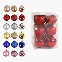 Новорічні прикраси C 67659 12 штук, кульки, D = 6,5 см, у слюді, ВИДАЄТЬСЯ МІКС ВИДІВ