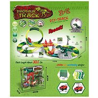 Трек GD 29 A 146 деталей, звук, підсвічування, динозавр, парогенератор, машинка, довжина треку 305 см, аксесуари, в коробці