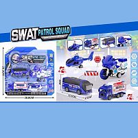 Набір спецтехніки BQ 600-51 4 штуки, поліція, інерція, масштаб 1:72, на листі