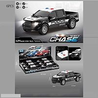 Набір машин P 2411 ЦІНА ЗА 6 ШТУК В БЛОЦІ, “Поліція”, масштаб: 1:24, інерція, звуки, підсвічування, гумові шини, в коробці