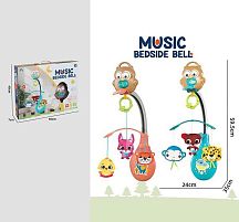 Карусель музична 988-53 2 кольори, колискові мелодії, підсвічування, текстильні іграшки, регулювання гучності, в коробці