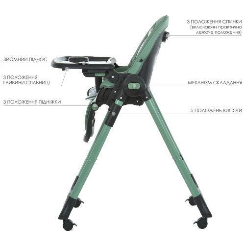 Стільчик для годування немовлят El Camino ME 1037-B CRYSTAL Green фото 3