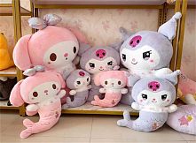 М’яка іграшка M 18609 герой-русалка, висота 46 см, силіконовий знак на голові, намисто з рюшем