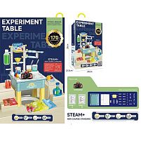 Набір хіміка HX 77-6 Y столик висотою 30 см, вулкан, реактиви-порошки, мірні склянки, м’ячик, шприц без голки, повітряні кульки, окуляри, трубочк