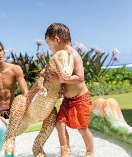 Дитячий надувний ігровий центр Intex 56132 «Юрський період» (36*201*201 см, басейн 410 л, фонтан, іграшки, ненадувне дно, до 81 кг) фото 7