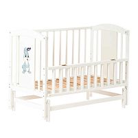 Ліжечко дитяче ЛІЛІ-2 "Зайчик" шарнір-підшипник з відкидною боковиною, (Слонова кістка)