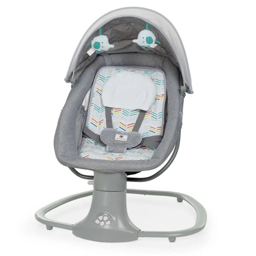 Крісло-шезлонг для немовлят з електро-заколисуванням Mastela 8104 Light Grey (механізм гойдання: поворотний, 3в1, 5 швидкостей, USB, BT, пульт) фото 4