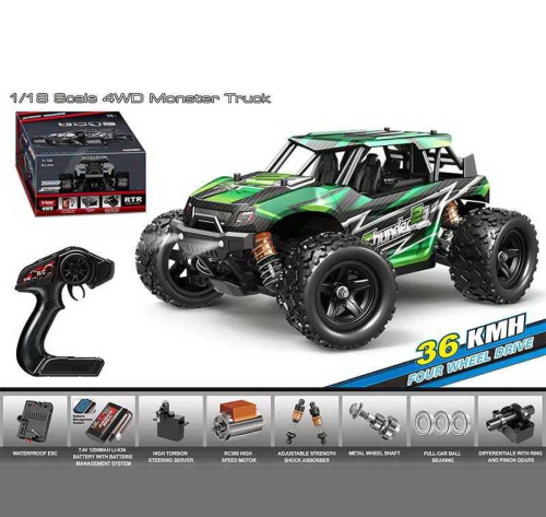 Джип на радіокеруванні HS 18313 акумулятор 7.4 V, USB-кабель, пульт 2.4 G, підсвічування, протиударний корпус, гумові шини, швидкість до 36 км/г,