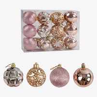 Новорічні прикраси C 67474 12 штук, кульки, D = 5,5 см, у слюді