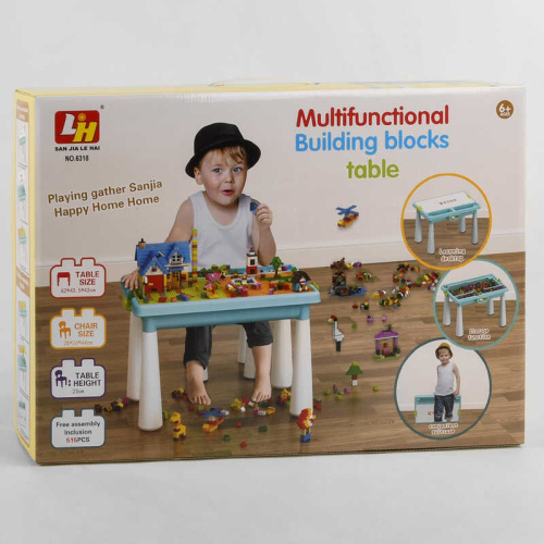 Ігровий столик 6318 стільчик, конструктор, 515 деталей, в коробці фото 2
