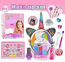 Набір косметики L 5306 лак, глітер, прикраси, блиск для губ, обруч, блискітки, аплікатор, пензлик, наліпки для нігтів, в коробці