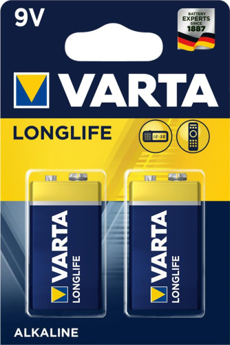 Картинка  Батарейка VARTA LONGLIFE 6LR61 BLI 2 ALKALINE (04122101412) от магазина cd-market