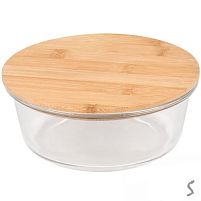 Контейнер скло з бамбуковою кришкою "Round" д18*7см 950мл Stenson R35694-L