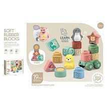 Логічна гра 6150 19 елементів, гума, 1 платформа з коліщатками, цифри, тварини, конструктор, в коробці