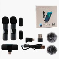 Мікрофон C 77361 (300) 2 мікрофони, бездротове підключення, USB-кабель, приймач для підключення до смартфона, хутряний вітрозахист