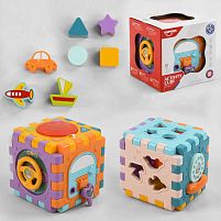 Логічний куб НЕ 0530 на батарейках, підсвічування, мелодії, звуки тварин, сортер, в коробці