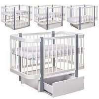 Ліжечко дитяче БУК "Світанок" колір біло-сірий, з шухлядою DS-9012