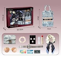 Набір аксесуарів 676-4 функціональний годинник, сумочка, хустка, окуляри, гаманець, прикраси, імітація косметики, резинка, в коробці
