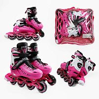 Ролики D-9244 M розмір 34-38 колеса PU, d – 7 см, устілка 20-23 см, алюмінієва рама, переднє зі світлом, підшипник ABEC-7, в сумці