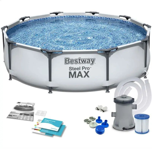 Каркасний басейн Bestway 56260 (100*366 см., об'єм: 9150 л., картриджний фільтр-насос 2006 л/год, серія: Steel Pro MAX) фото 2