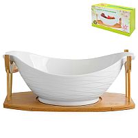 Фруктівниця порцеляна на бамбуковій підставці "White Classic" 12" (31*17*12см) Stenson (MC3654-12)