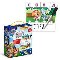 Навчальні пазли Paw Patrol "Складай, пиши, читай" 200622 "DoDo", 75 елементів, 18 карток-пазлів, маркер “пиши-витирай”, в коробці