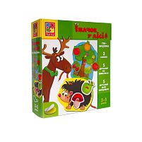 Міні-розвивашка з липучками "Їжачок у лісі" VT1804-45 укр "Vladi Toys" гра-шнурівка, 2 ігрові панелі, 10 елементів
