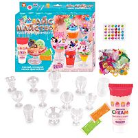 Набір для творчості "Айс майстер" 23708 "WToys", 12 скляночок, фігурки, кульковий пластилін, симуляція вершків, стрази, блискітки, в коробці