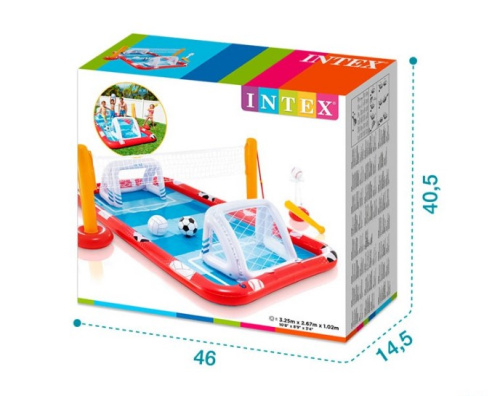 Дитячий надувний ігровий центр Intex 57147 «Спортивний ігровий центр» (102*267*325 см, футбол/бейсбол/волейбол, басейн 470 л, ненадувне дно, до 84 кг) фото 10