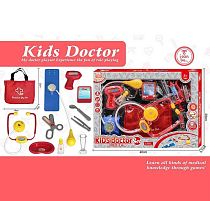 Набір лікаря KJ 1923 A-9 сумка, стетоскоп, термометр, тонометр, тарілочка, планшетка, стаканчик, в коробці