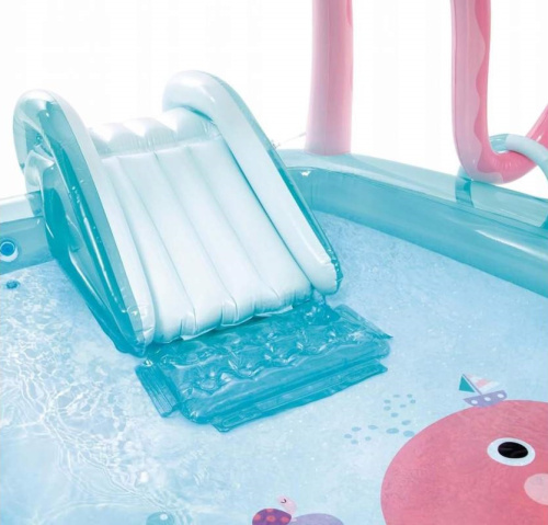 Дитячий надувний ігровий центр Intex 56138 «Восьминіг» (150*183*234 см, басейн 229 л, гірка, фонтан, 6 іграшок, ненадувне дно, до 45 кг) фото 9