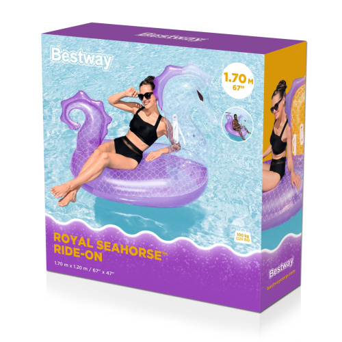 Коло дитяче надувне для плавання BestWay 41505 «Морський коник» (120*170 см, ручки, вік 12+, до 100 кг) фото 9
