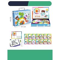 Дерев'яна магнітна дошка С 74458 “Тварини”, 12 карток із завданнями, дошка пиши-стирай, в коробці
