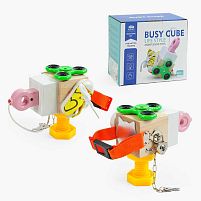 Логічна гра-бізіборд C 64879 дерев’яний куб, 6 міні-ігор, в коробці