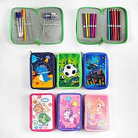 Пенал C 60688 6 видів, 2 відділення, олівці, ручки, фломастери, ВИДАЄТЬСЯ МІКС ВИДІВ