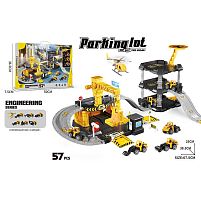 Трек 666-08 3 металопластикові машинки, гелікоптер, 3 рівні, муляжі оточення, наліпки, в коробці