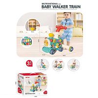 Ходунки-каталка 6062 піаніно, звук, підсвітка, годинник, сортер, рухомі елементи, парогенератор, звук потяга, на батарейках, в коробці