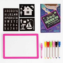 Дошка для малювання WQ 700 "Малюй світлом", 2в1, трафарети, маркери “пиши-стирай”, в коробці