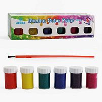 Гуаш C 72043 6 кольорів, з блискітками, пензлик, в коробці