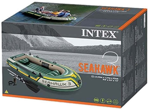 Човен надувний Intex 68380 «Seahawk 3 Set» (137*295 см, гребний, тримісний, трикамерний, весла, насос, надувне дно, до 360 кг.) фото 9