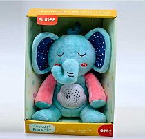 Нічник D 1034 "Слоник", підсвічування, проєкція зоряного неба, звуки, мелодії, регулювання гучності, в коробці