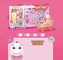 Набір лікаря HZ 697 підсвічування, звуки, інструменти, пупс, каталка, фігурки тварин, в коробці