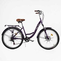Велосипед міський Corso VL-26914 «Viola» (колеса: Ø26``, рама: 17"/сталева, 21 швидкість, гальма дискові, багажник)