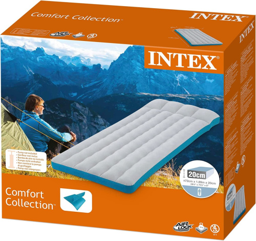 Надувний матрац Intex 67998 «Camping Mat» (20*72*189 см, 23 см з підголівником, одномісний, до 136 кг) фото 6