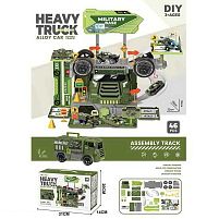 Трек 6663 "Військова база", 2в1, вантажівка+трек, 46 елементів, металопластикова машинка, пластикові колеса, в коробці